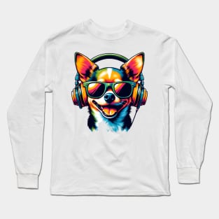 Chihuahua Smiling DJ: A Musical Canine Spectacle Long Sleeve T-Shirt